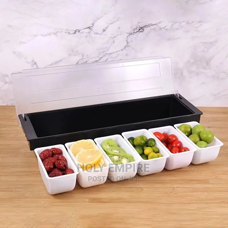 Condiment Dispenser Tray for 6-Compartment Fruit Side Dish