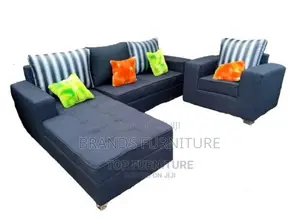 Photo - Black S Lshap Sofas With Single Seater