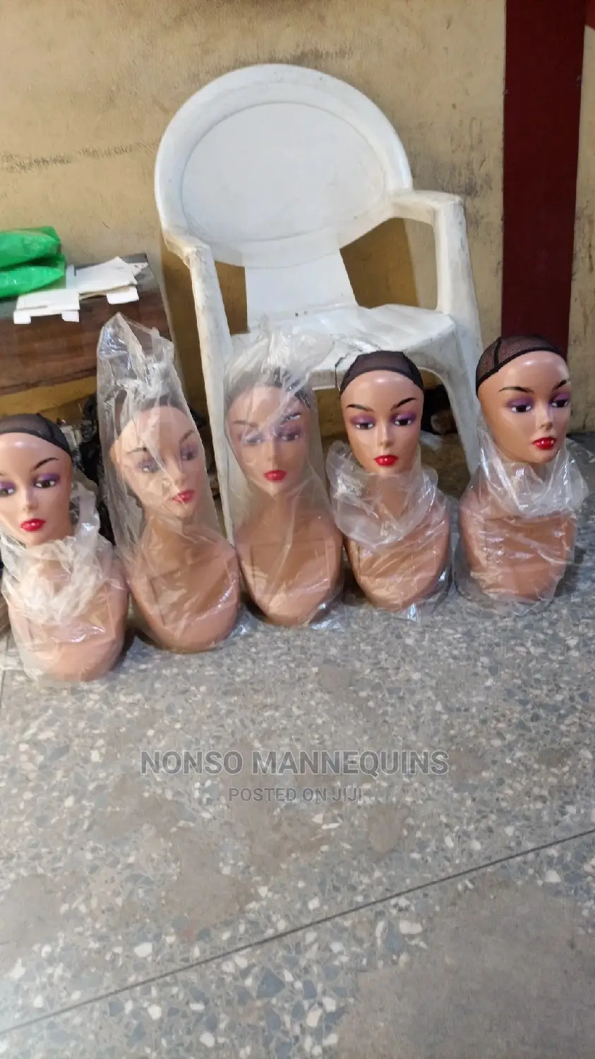 Plastic Long Mannequin Heads Display in Lagos Island (Eko) Store