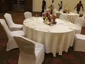 Chair Covers, Table Covers, Table Napkins, Centerpieces.