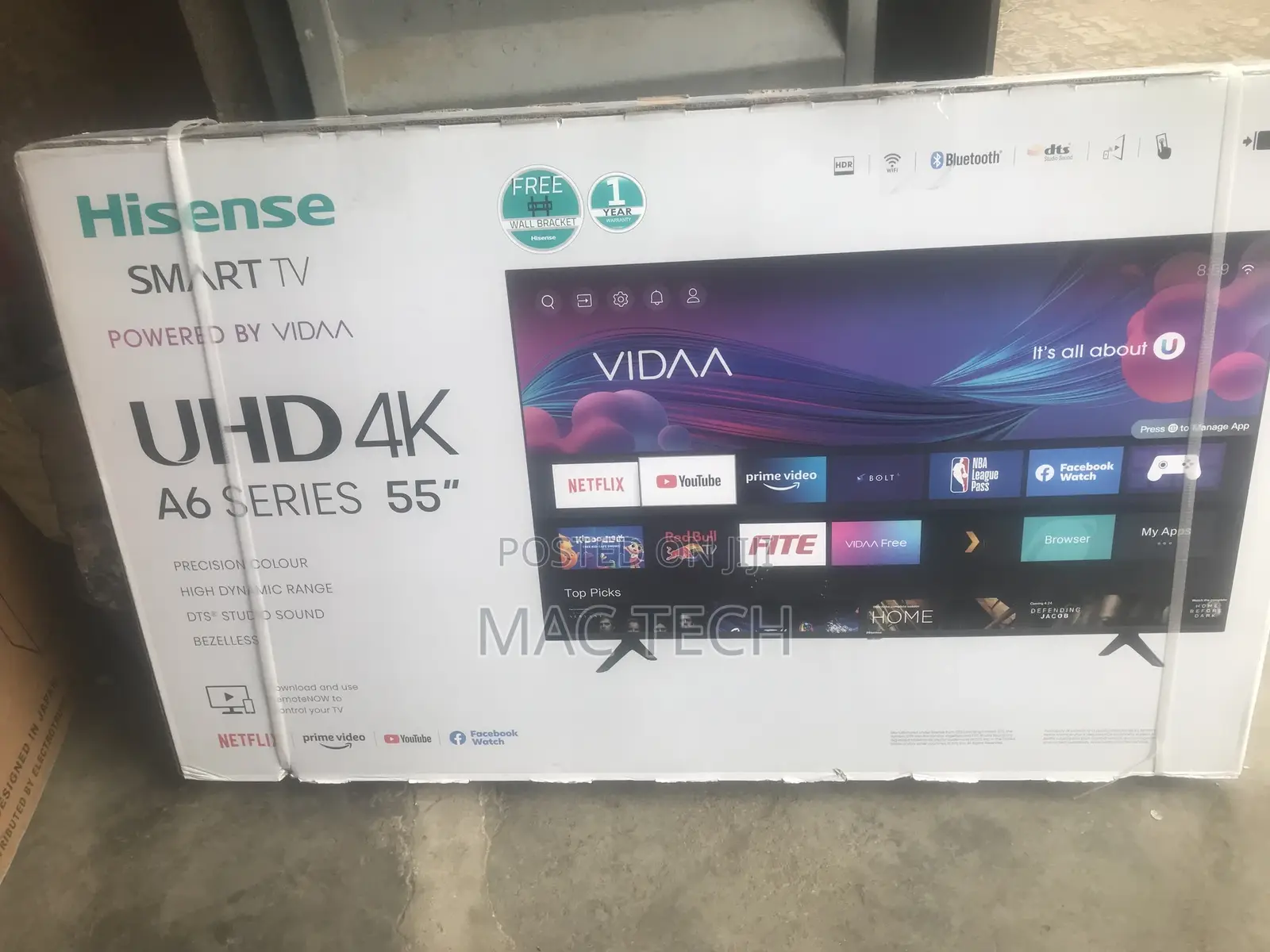Hisense Smart Tv. 55 Inches With Bluetooth