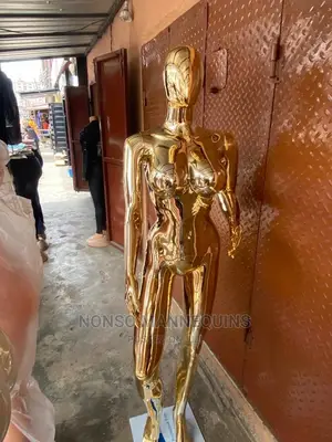 Female Size 12 Gold Chrome Display Mannequin With Big Boobs