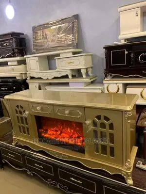Fireplace Golden Tv Stand