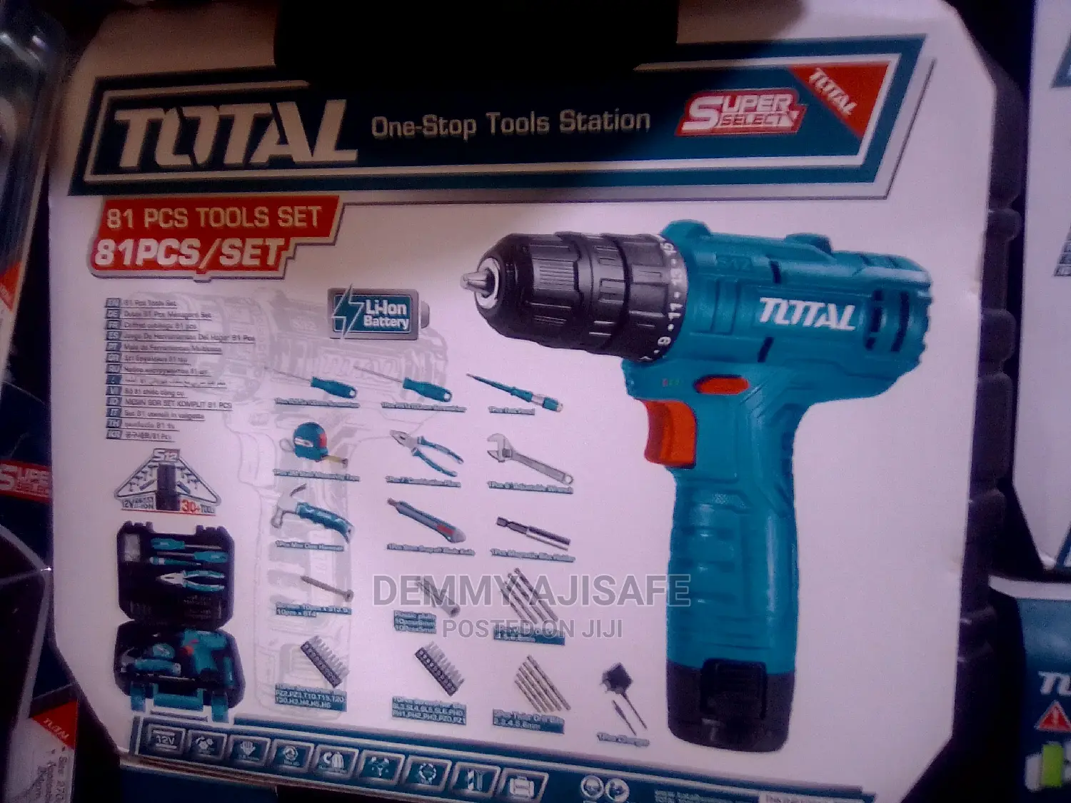 Total 12v Cordless Drill With Tools (81pcs)