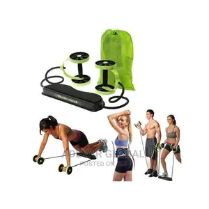 Abdominal Core Trainer Exercise Wheels With Foot Straps Gym