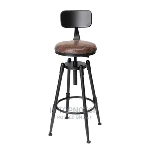 Retro Cafe Counter Chair Backrest Seat Adjustable