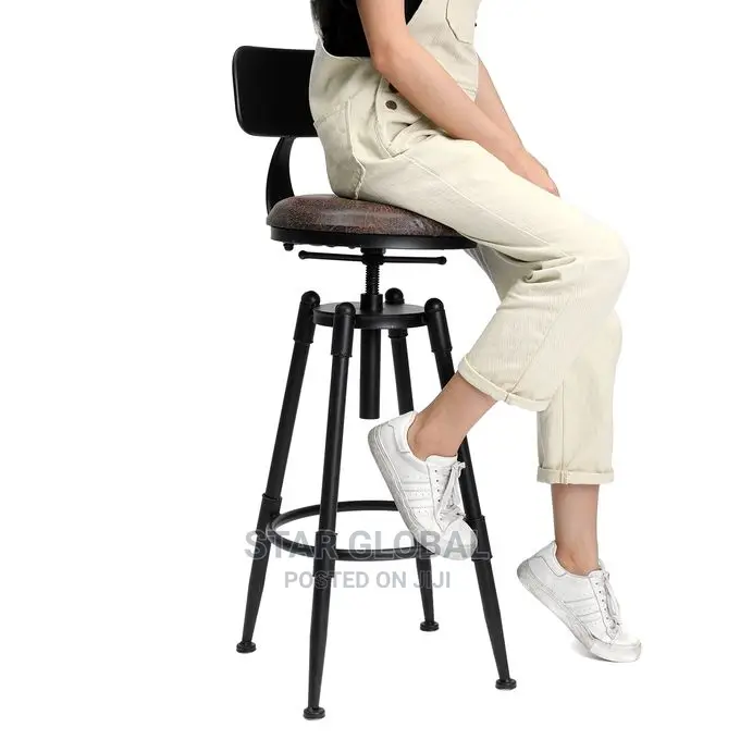 Backrest Seat Adjustable Retro Cafe Counter Chair