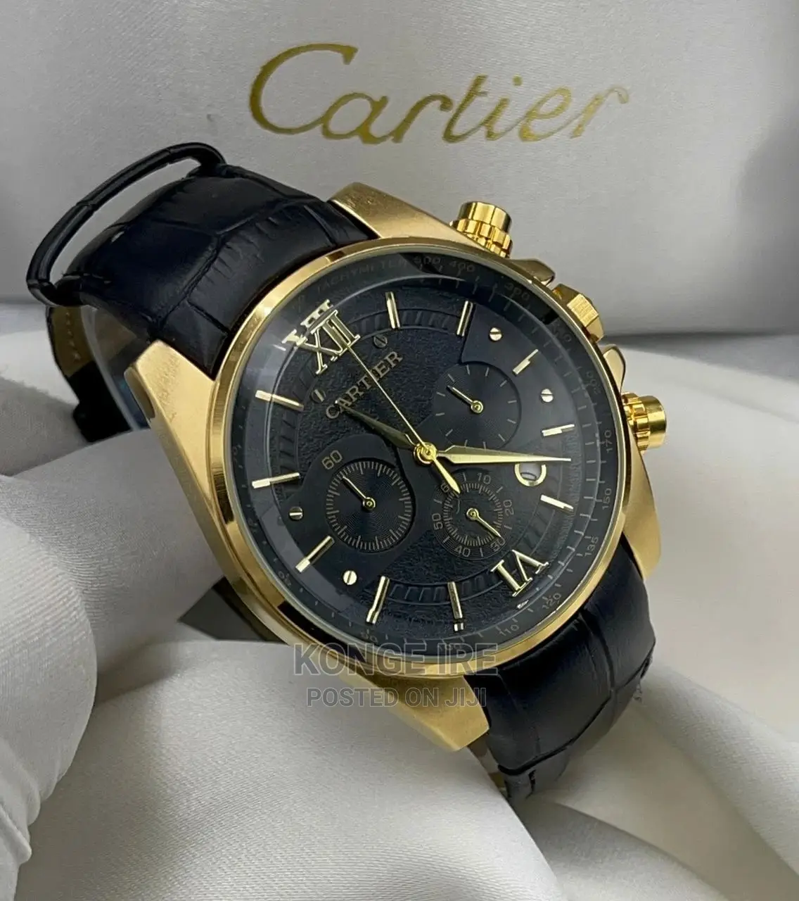 Cartier Chronograph Leather Wrist Watch