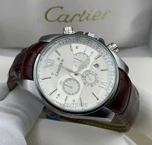 Cartier Chronograph Leather Wrist Watch