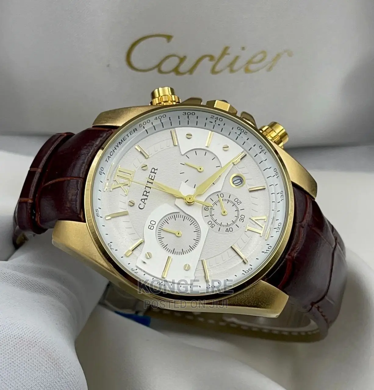 Cartier Chronograph Leather Wrist Watch