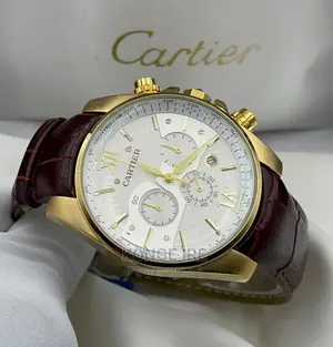 Cartier Chronograph Leather Wrist Watch