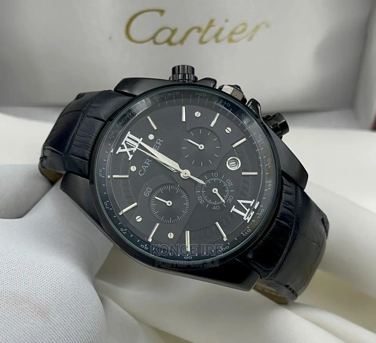 Cartier Chronograph Leather Wrist Watch