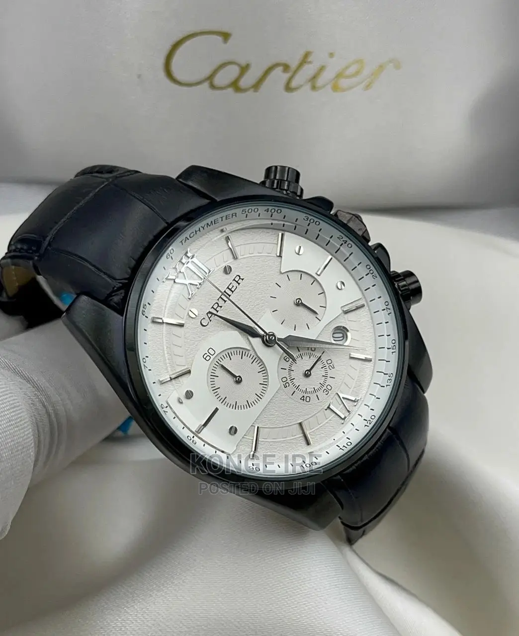 Cartier Chronograph Leather Wrist Watch