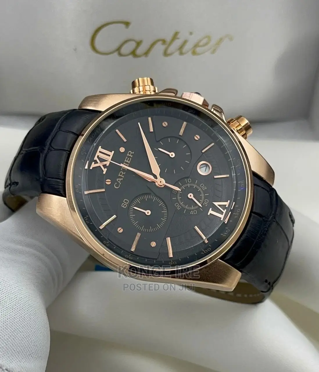 Cartier Chronograph Leather Wrist Watch