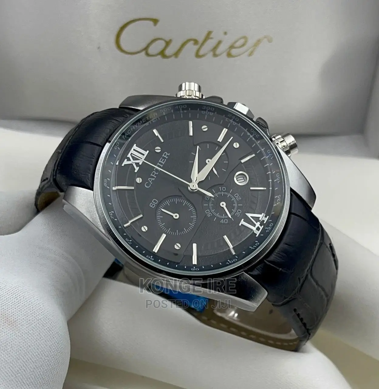 Cartier Chronograph Leather Wrist Watch