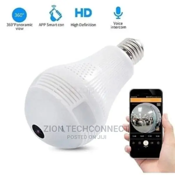 Bulb Spy Camera With 360° Panoramic View, Wifi