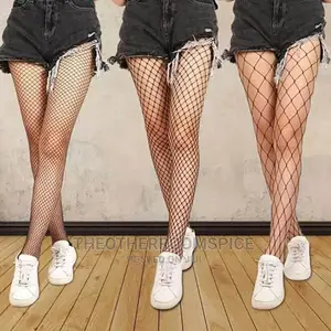 High Waist Thigh High Fishnet Mesh Socks