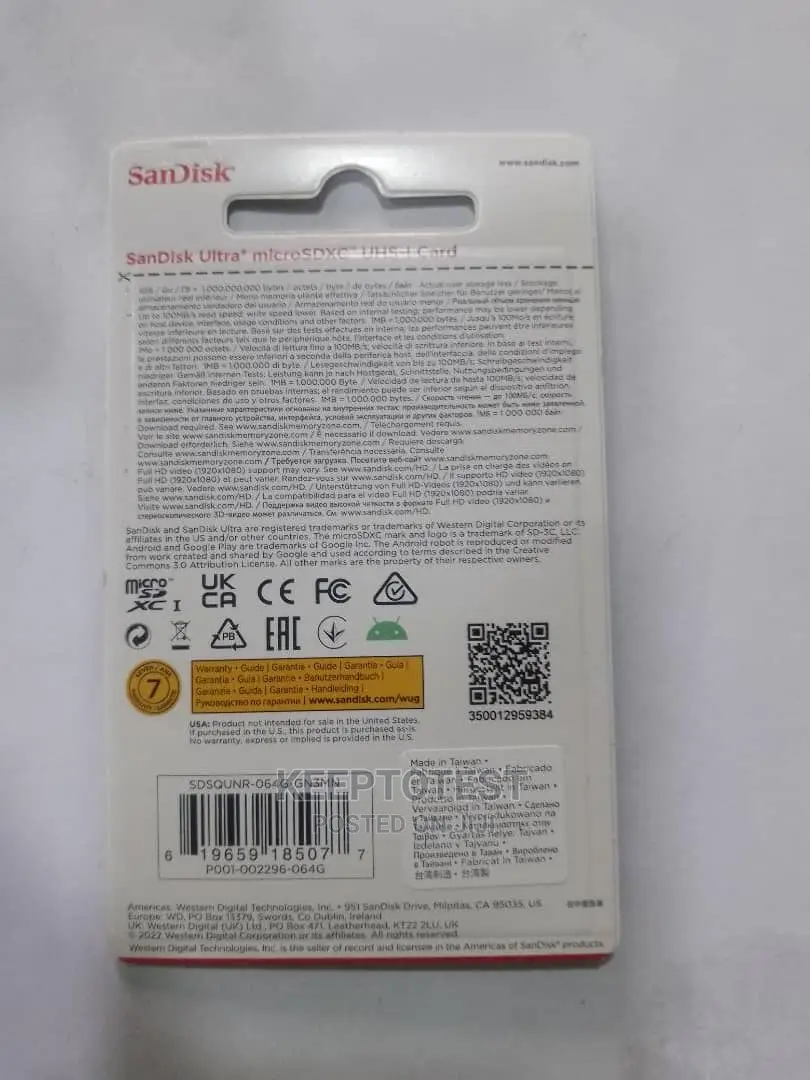64gb Sandisk Ultra Microsdxc Memory Card