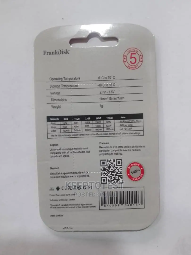 Frankdisk 32gb Memory Card Microsdhc With Adapter