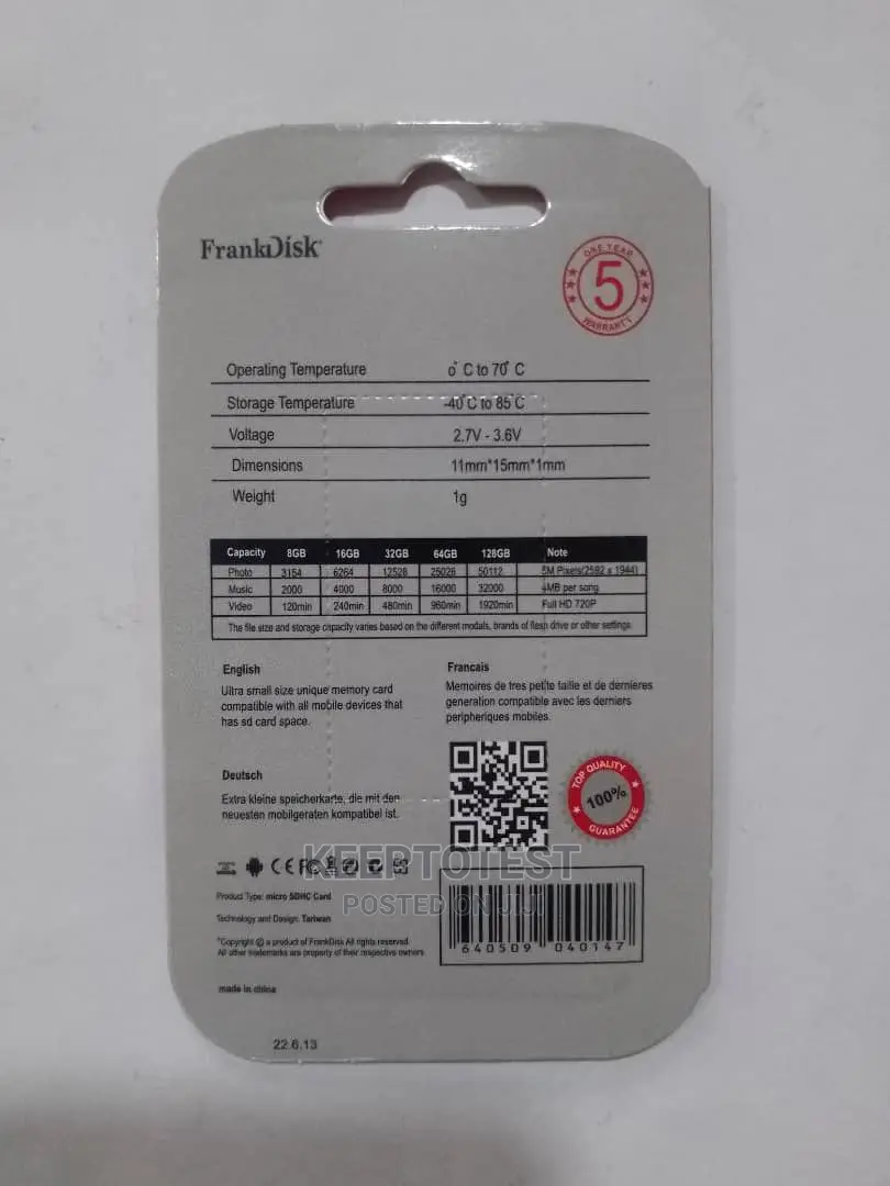 Frankdisk 64gb Memory Card Microsdhc Ultra Hd With Adapter