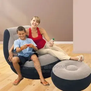 Inflated Sofar Air Chair With Footrest, Plus Electric Pump