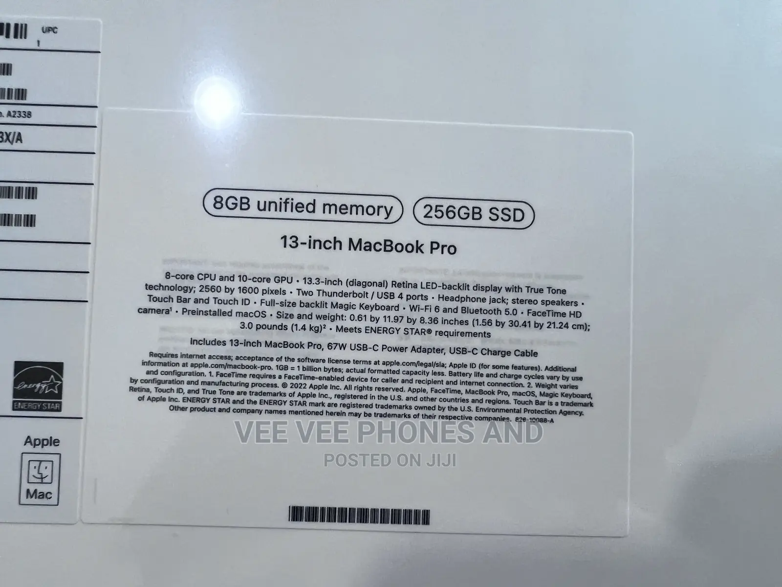 New Laptop Apple MacBook Pro 2022 M2 8GB Apple M2 SSD 256GB