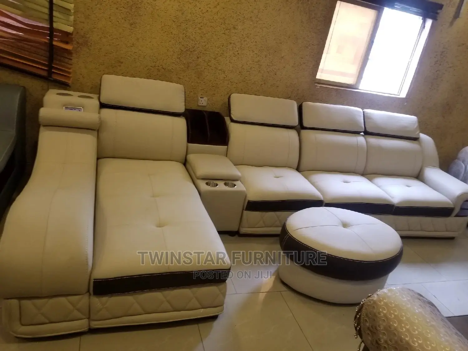 New Modern L Shape Leather Sofa With Bluetooth Speakers