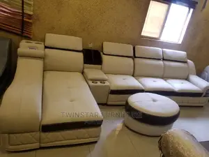 New Modern L Shape Leather Sofa With Bluetooth Speakers