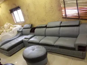 New Modern L Shape Leather Sofa With Bluetooth Speakers