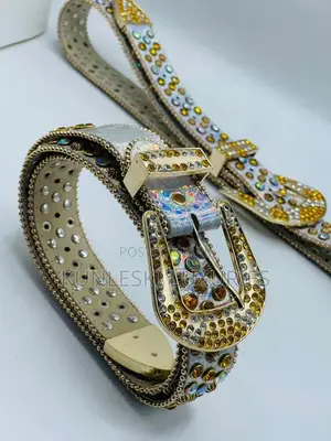 Original Designer Leather Stone Belt Collection Available