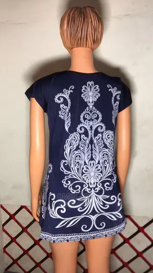 Ice Silk Ladies Printed Top- Blue