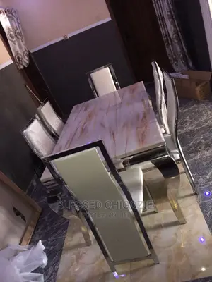 Imported Marble Dinning With Six Chairs