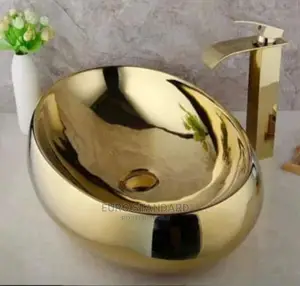 Egg Shaped Gold Basin With Long Mixer