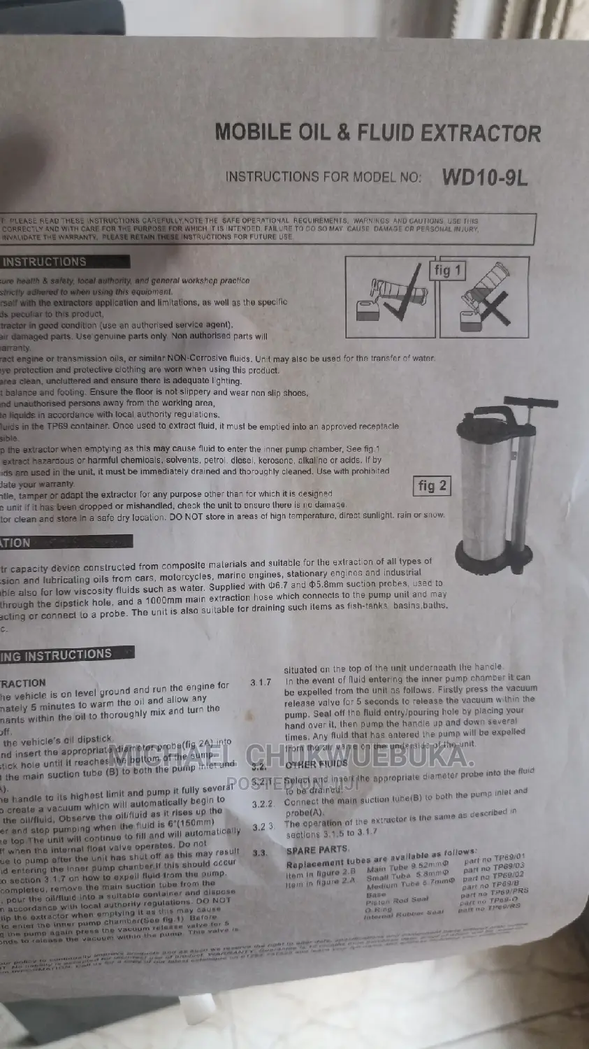 Oil Fluid Exttactor 9-10l