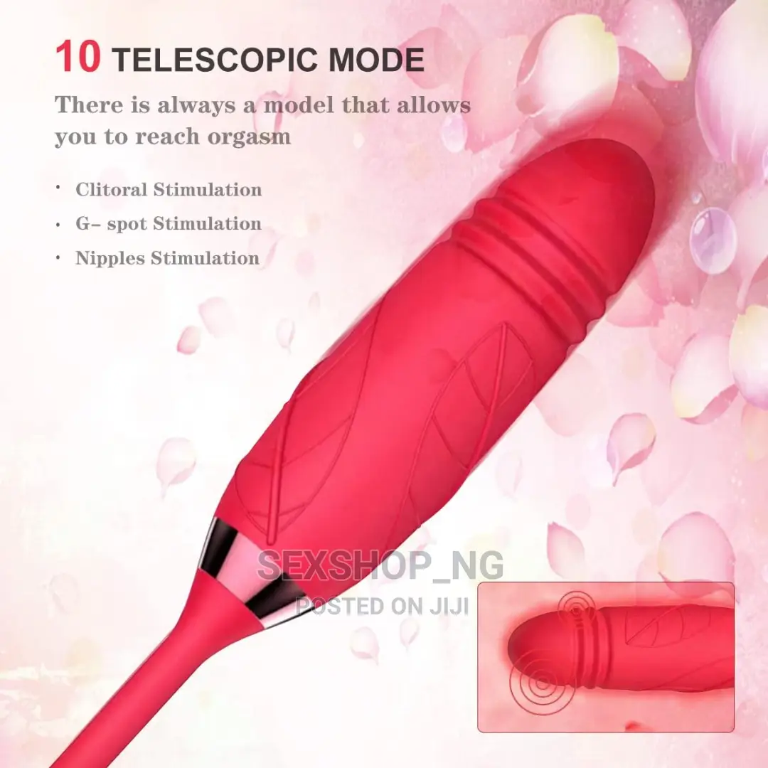 2in1 Dual Sucking Rose Plus Thrusting Dildo Vibrator