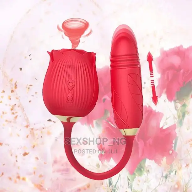 2in1 Dual Sucking Rose Plus Thrusting Dildo Vibrator