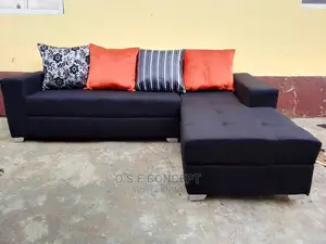 Brown L- Shaped Fabric Sofa Available