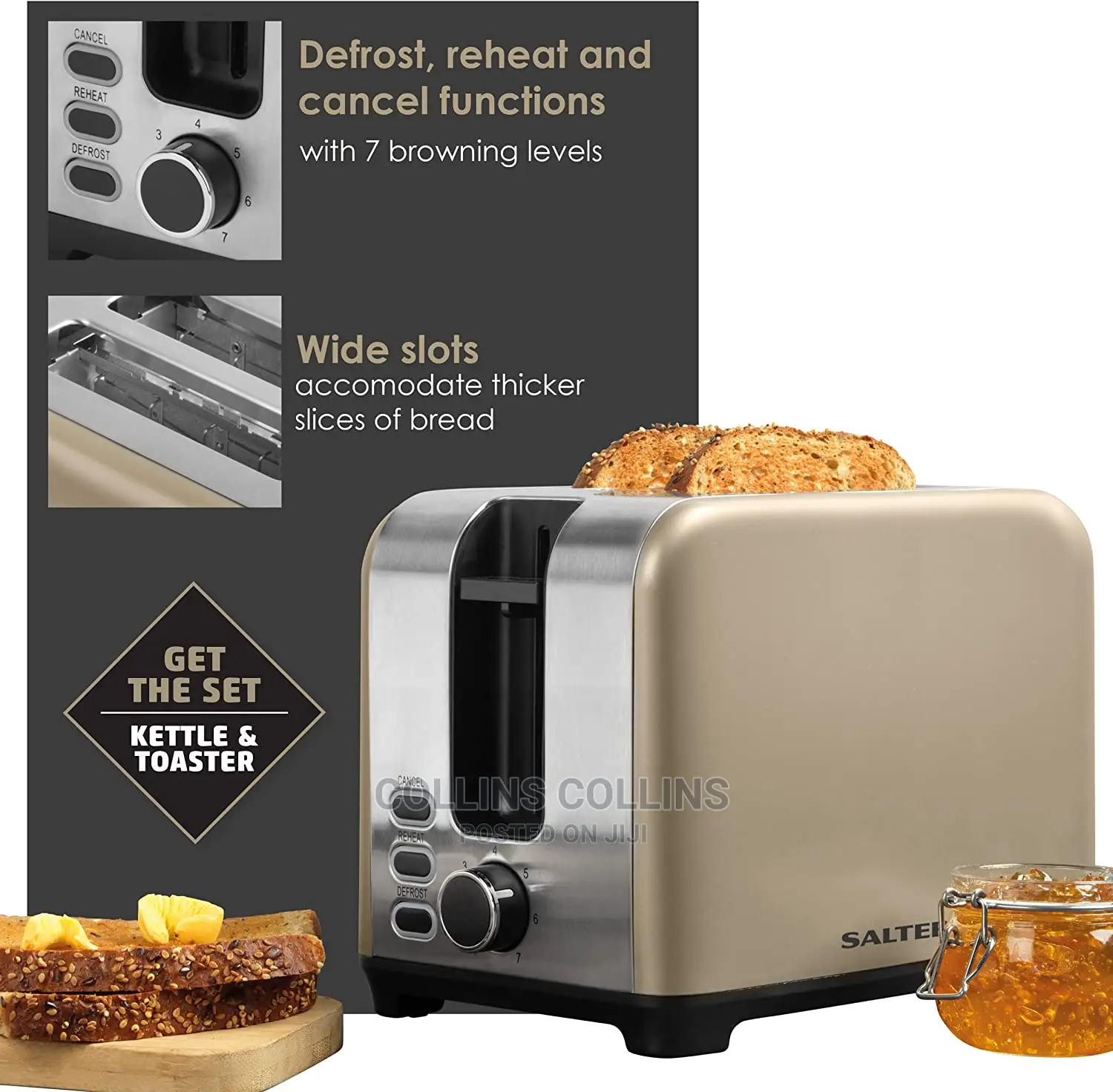 Salter EK4536GOLD Olympus 2 Slice Toaster