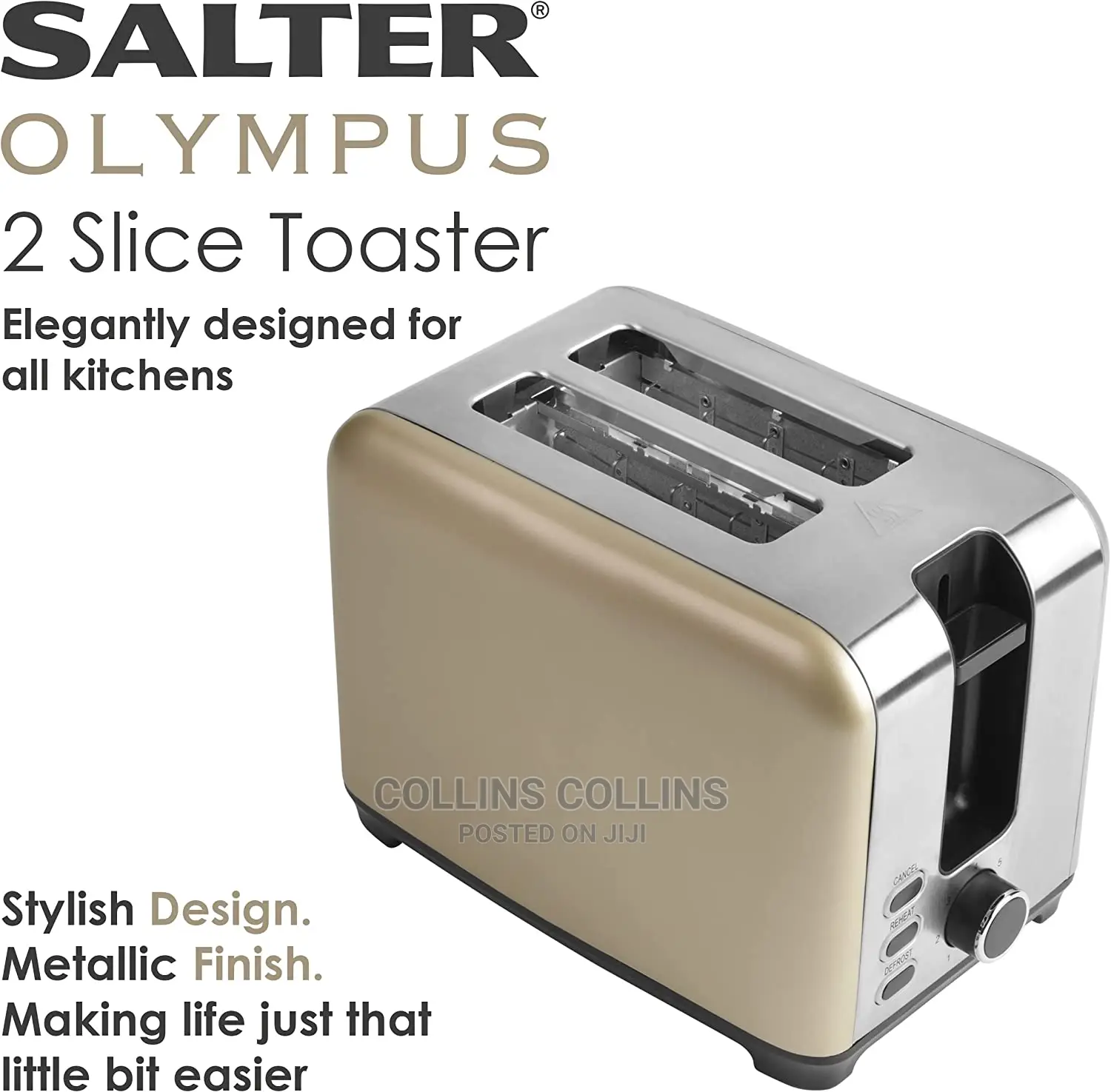 Salter EK4536GOLD Olympus 2 Slice Toaster