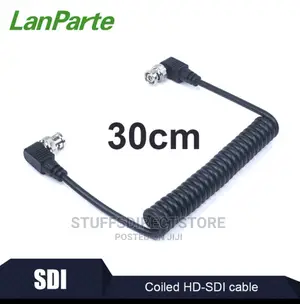 Lanparte Coiled SDI Cable With Right Angle Connectors (15")