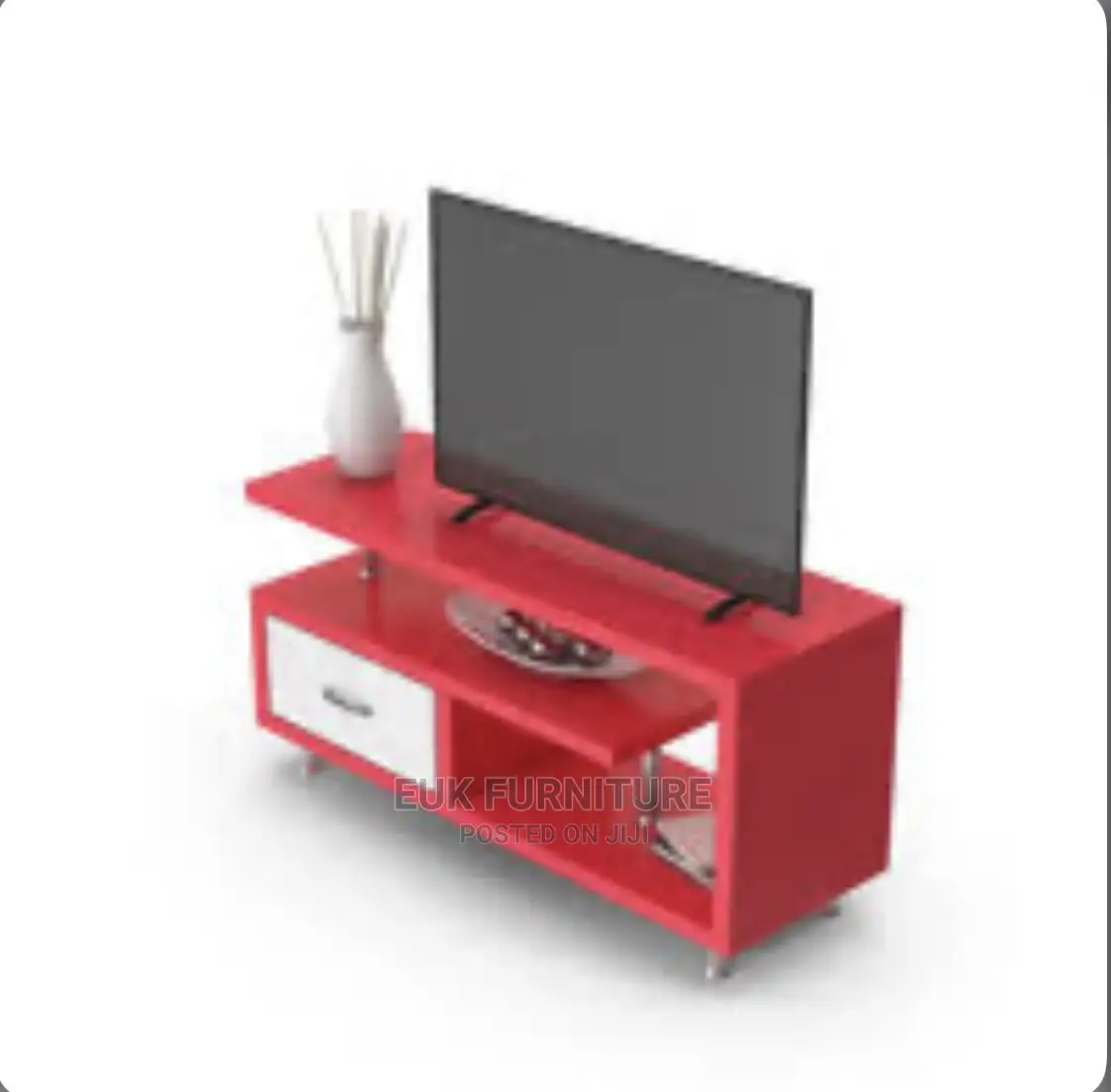Red and White Color Tv Stand