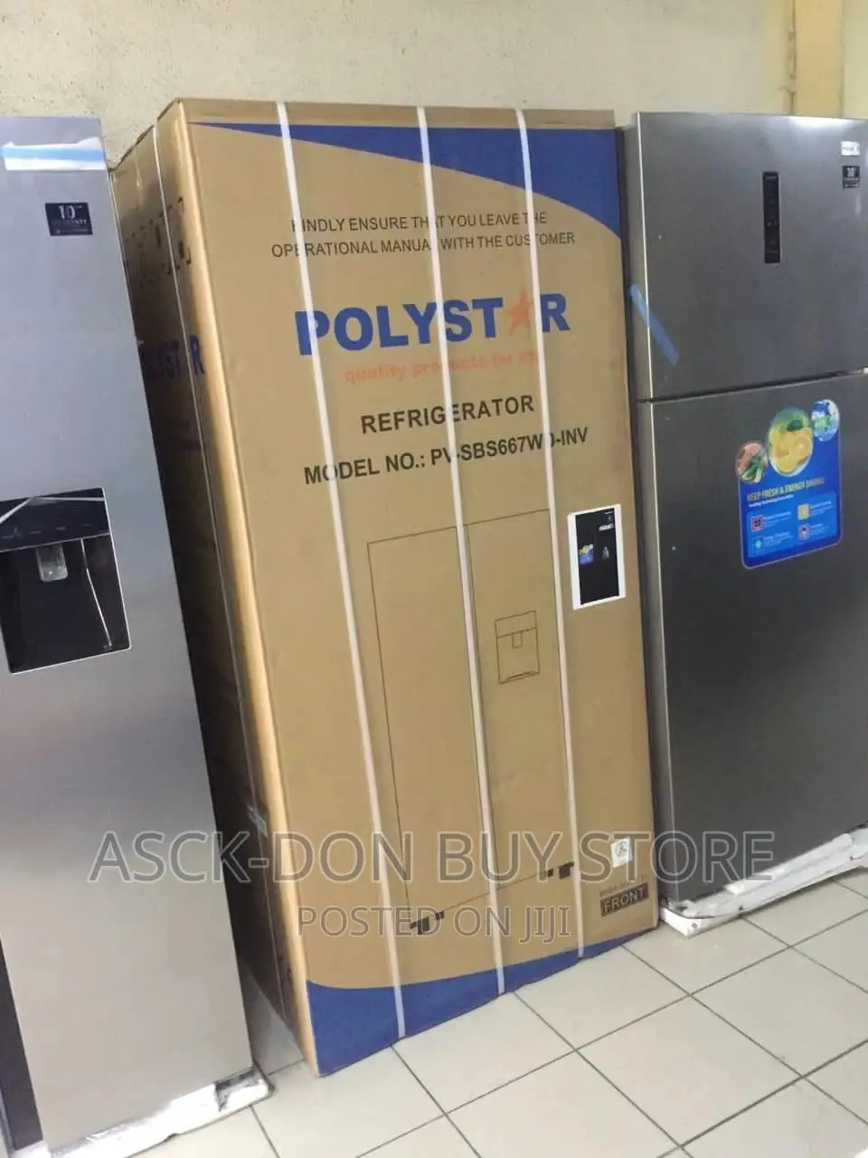 Polystar Side by Side Refrigerator With Water Dispenser