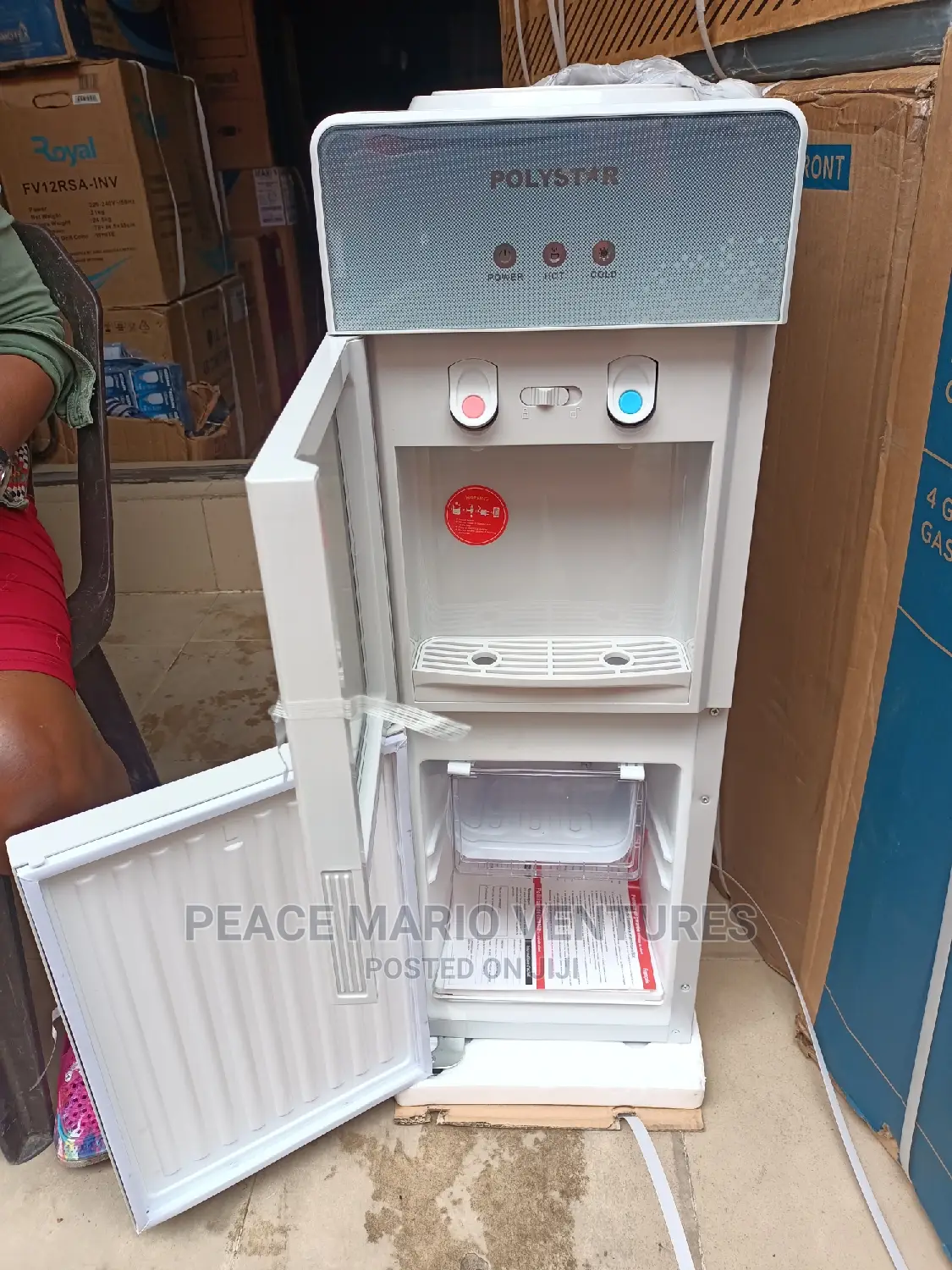 Polystar Water Dispenser With Child Lock and Mini Freezer.