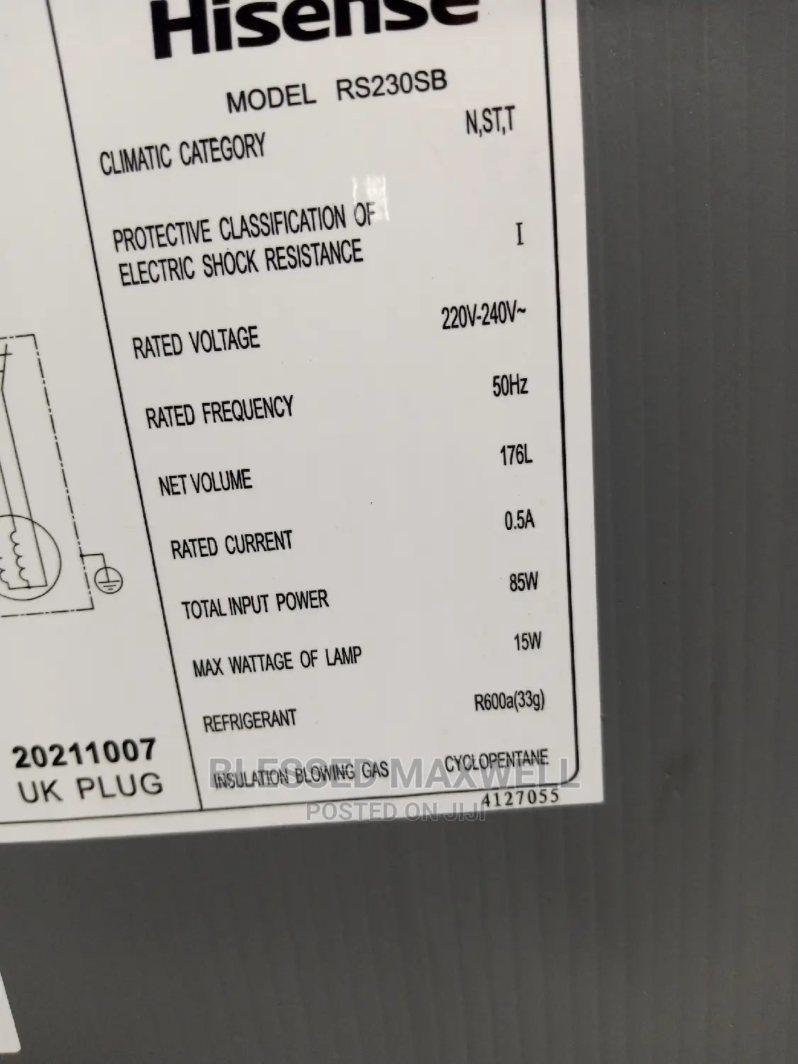 (REF 23RSDRWD) 176 Litters Hisense Refrigerator
