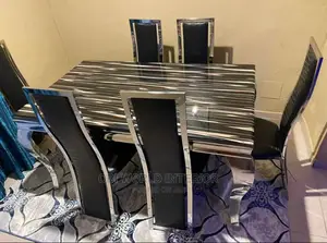 Quality 6 Seater Marble Top Dining Table Set.