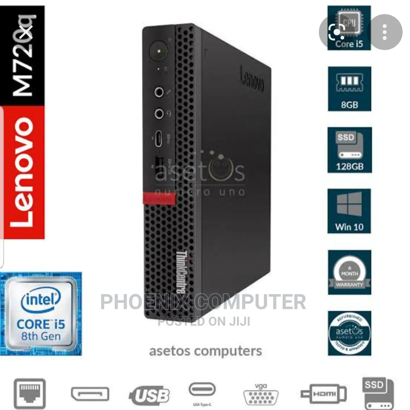 Desktop Computer Lenovo ThinkCentre M720 4GB Intel Core I5 HDD 500GB