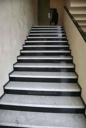 Marble Staircase Design White Black