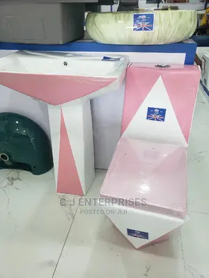 Pink and White Wc Set With Powerful Flushing System