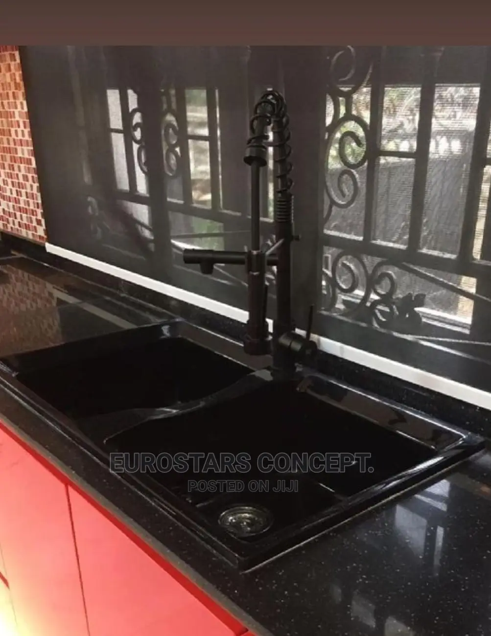 Black Double Marble Sink
