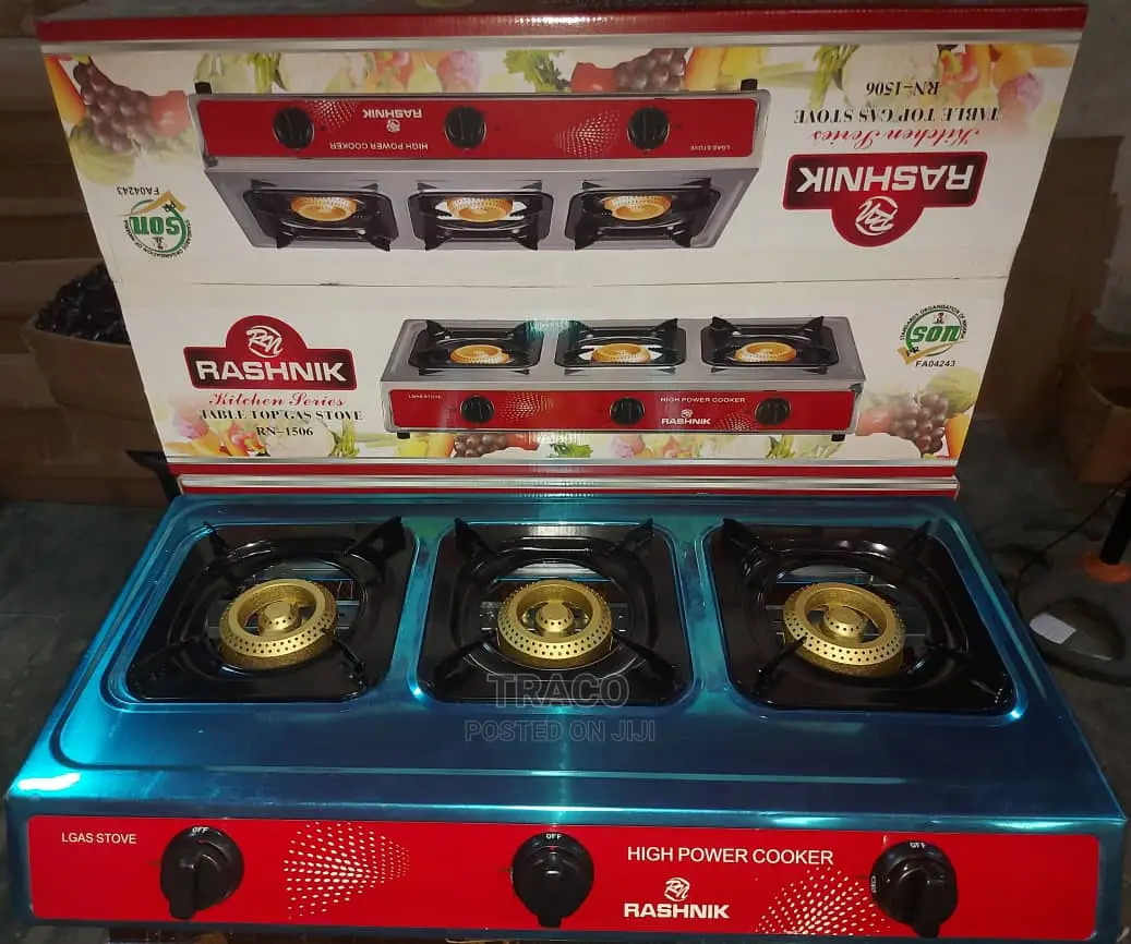 Rashnik Auto Ignition 3 Burner Table Top Gas Cooker